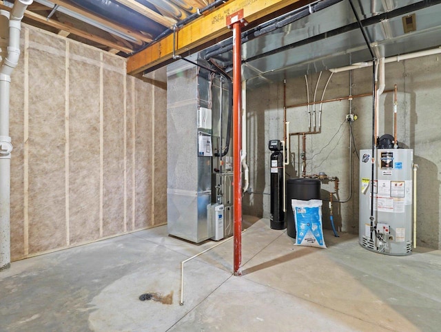 9437 Cobalt St, Middleton, WI 53562 - unfinished below grade area featuring gas water heater, a water softener system, and heating unit