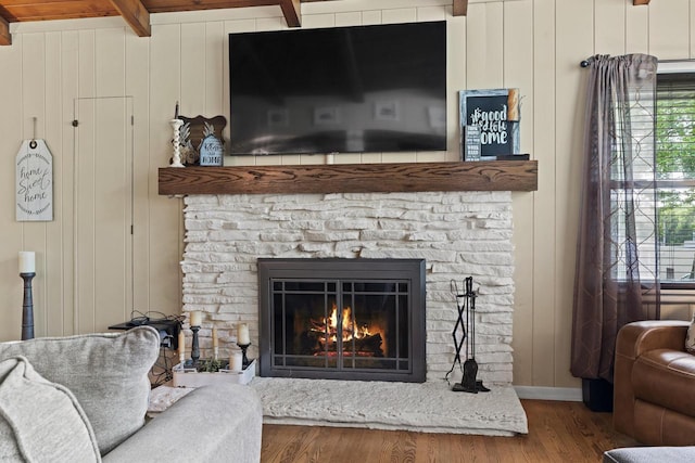 12554 Knoll Rd, Elm Grove, WI 53122 - detailed view of wood finished floors and a glass covered fireplace