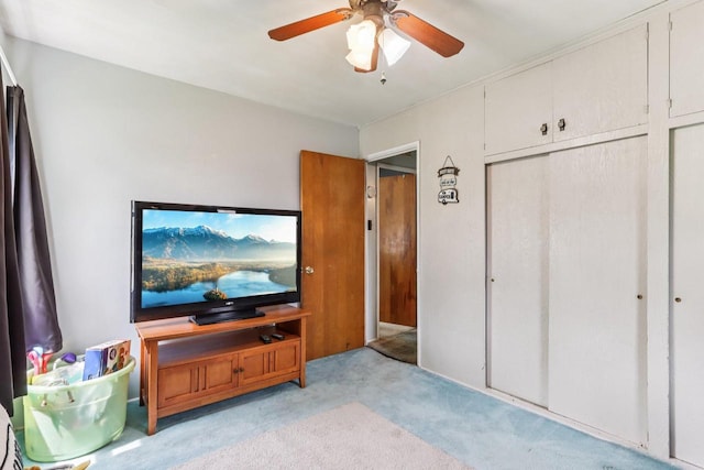 3036 S 65th Ct, Milwaukee, WI 53219 - bedroom featuring light carpet, a closet, and a ceiling fan