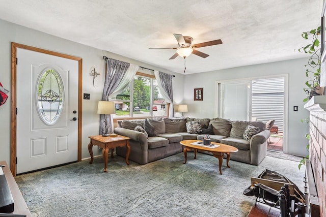 3036 S 65th Ct, Milwaukee, WI 53219 - carpeted living area with ceiling fan