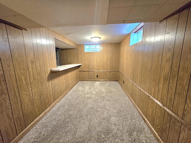 9829 W Lincoln Ave, West Allis, WI 53227 - basement with wood walls and carpet flooring