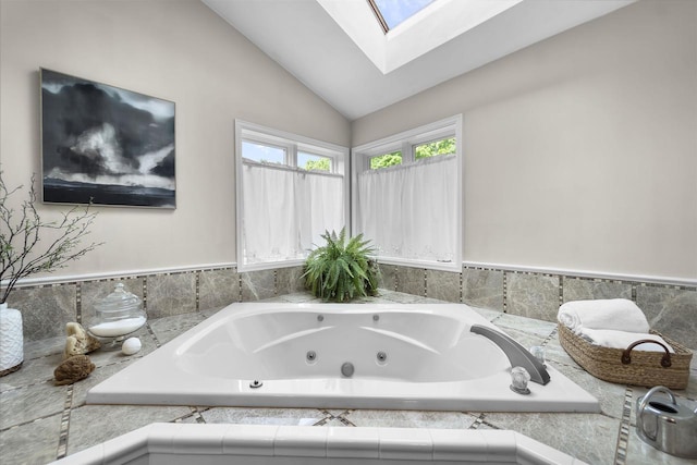 3948 Trempealeau Trl, Verona, WI 53593 - full bath featuring a skylight, a tub with jets, and vaulted ceiling