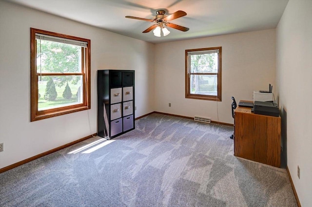 99 N Union Rd, Brooklyn, WI 53521 - unfurnished office featuring carpet, ceiling fan, and baseboards