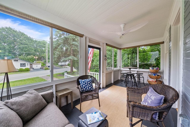 170 N Lakeshore Dr, Fontana, WI 53125 - sunroom featuring a ceiling fan