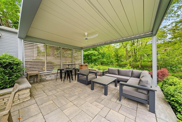170 N Lakeshore Dr, Fontana, WI 53125 - view of patio featuring an outdoor living space and a ceiling fan