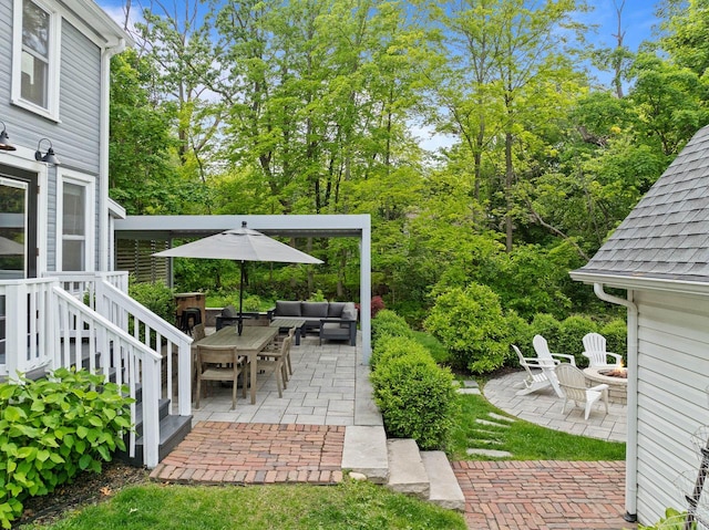 170 N Lakeshore Dr, Fontana, WI 53125 - view of patio / terrace featuring an outdoor living space with a fire pit
