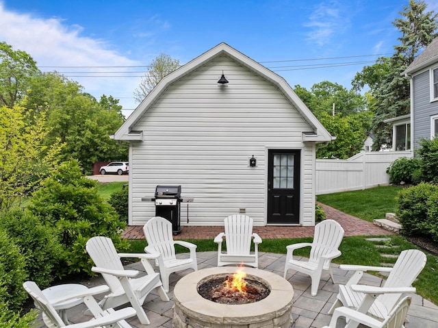 170 N Lakeshore Dr, Fontana, WI 53125 - view of patio featuring an outdoor fire pit and grilling area