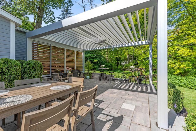 170 N Lakeshore Dr, Fontana, WI 53125 - view of patio / terrace with outdoor dining space and a pergola