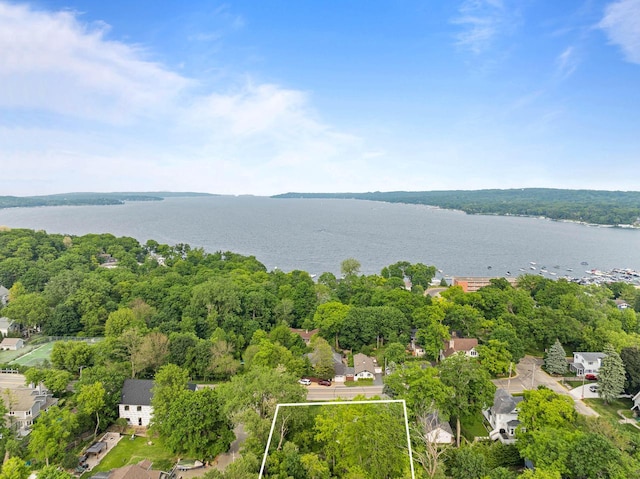 170 N Lakeshore Dr, Fontana, WI 53125 - aerial view of property and surrounding area featuring property boundaries highlighted and a nearby body of water