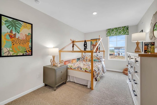 5010 Linden Rd, Mount Pleasant, WI 53403 - bedroom featuring light colored carpet, baseboards, and recessed lighting