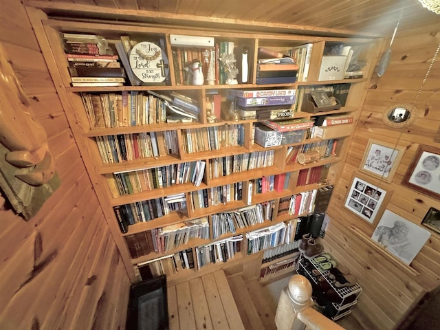 1657 N Elm Rd, Junction City, WI 54443 - sitting room featuring wood walls and wood ceiling