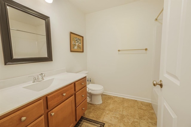 951 Lavender Way, Deforest, WI 53532 - bathroom with vanity, toilet, a shower, baseboards, and tile patterned floors