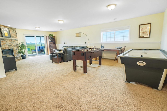 951 Lavender Way, Deforest, WI 53532 - recreation room with healthy amount of natural light, carpet, and a stone fireplace