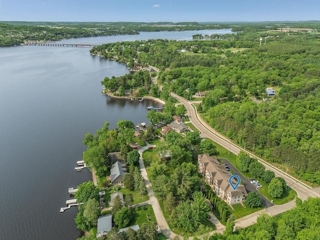 691 N River St Unit 1, Merrimac, WI 53561 - drone / aerial view of a nearby body of water and a heavily wooded area