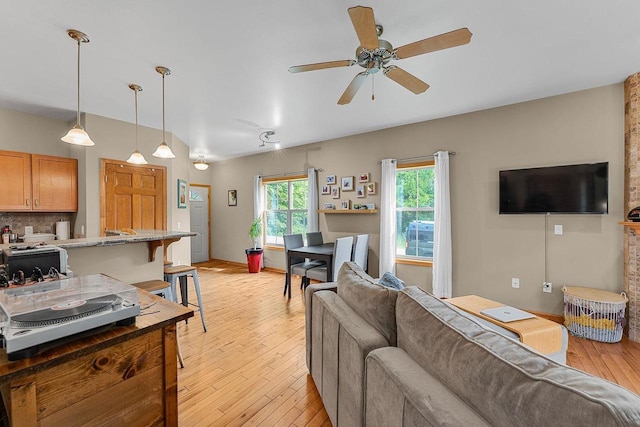 691 N River St Unit 1, Merrimac, WI 53561 - living room featuring light wood-style floors and a ceiling fan