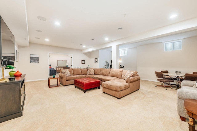 15370 Huff Way, Brookfield, WI 53005 - living area with light colored carpet, recessed lighting, and baseboards