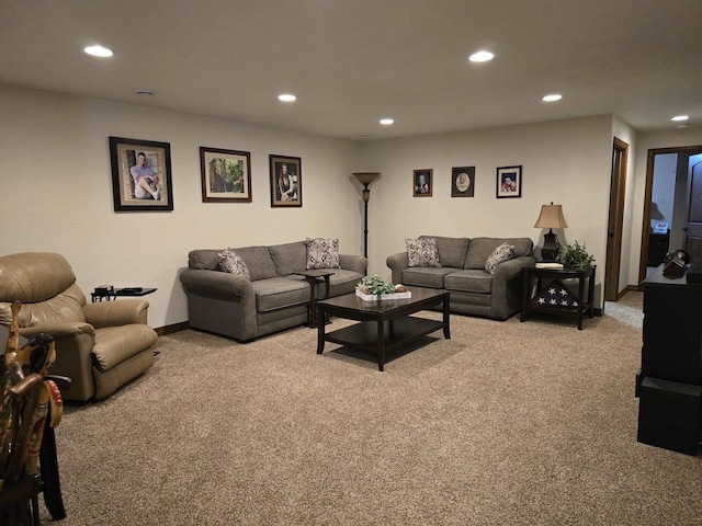 938 W Northstar Dr, Appleton, WI 54913 - living room with light colored carpet, recessed lighting, and baseboards