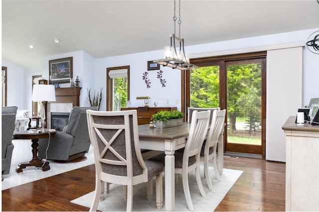 938 W Northstar Dr, Appleton, WI 54913 - dining space with wood finished floors, a premium fireplace, and recessed lighting