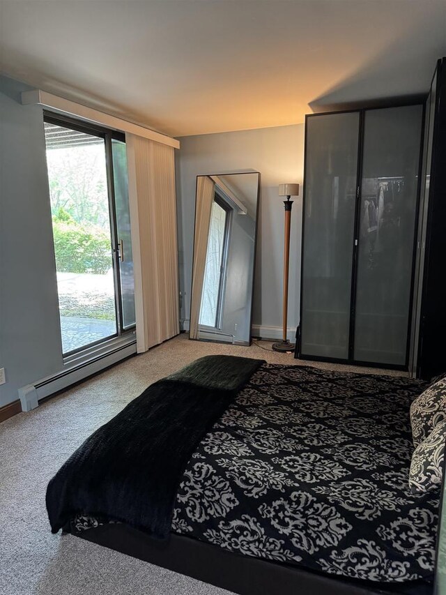 2470 W Good Hope Rd Unit 168, Glendale, WI 53209 - bedroom with light carpet, baseboard heating, and baseboards