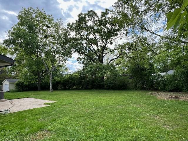 233 Inlet Shores Dr, Delavan, WI 53115 - view of green lawn featuring a patio and an outbuilding