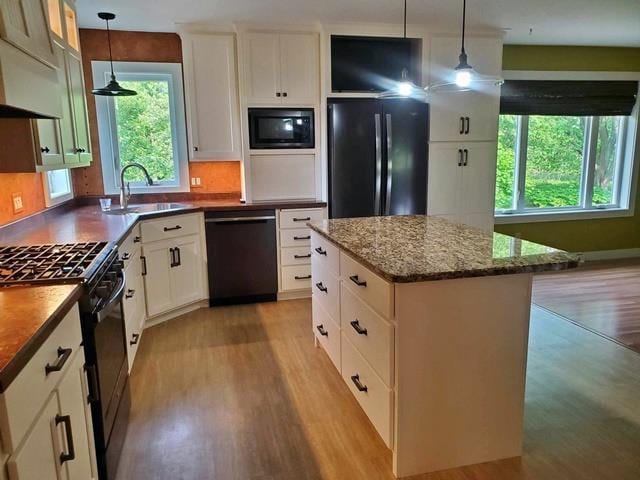 9350 County Road F, Milladore, WI 54454 - kitchen featuring black appliances, a sink, plenty of natural light, and light wood finished floors