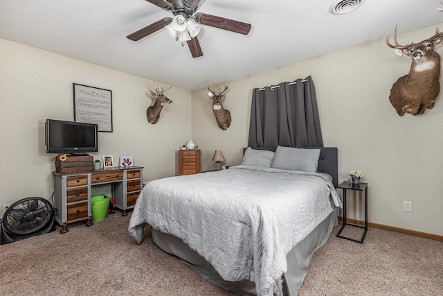 1390 21st St, Hazel Green, WI 53811 - carpeted bedroom featuring a ceiling fan and baseboards