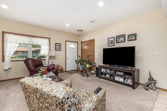 1390 21st St, Hazel Green, WI 53811 - living area with carpet floors, baseboards, and recessed lighting