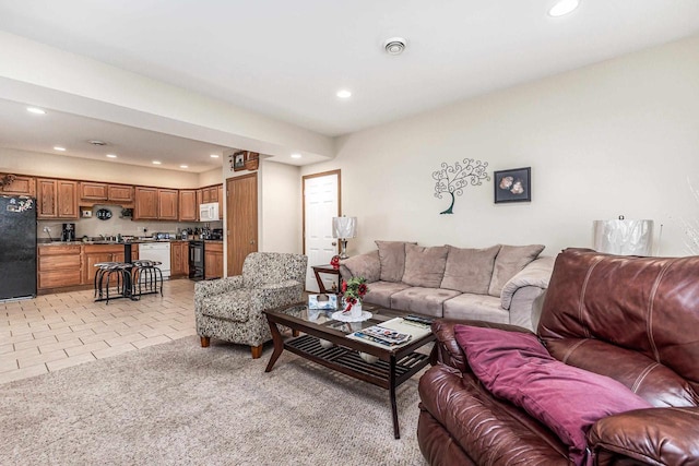 1390 21st St, Hazel Green, WI 53811 - living room with recessed lighting and light tile patterned floors