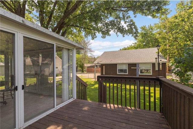1711 Olive St, Stillwater, MN 55082 - wooden terrace with a yard and a sunroom