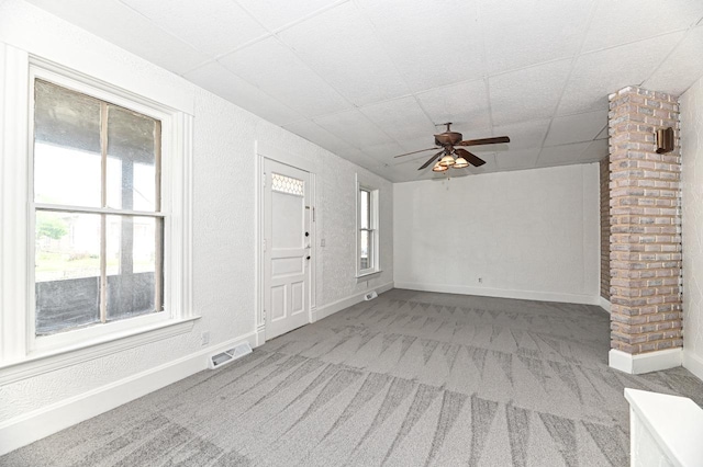 1443 Summit Ave, Racine, WI 53404 - carpeted empty room featuring a paneled ceiling and ceiling fan