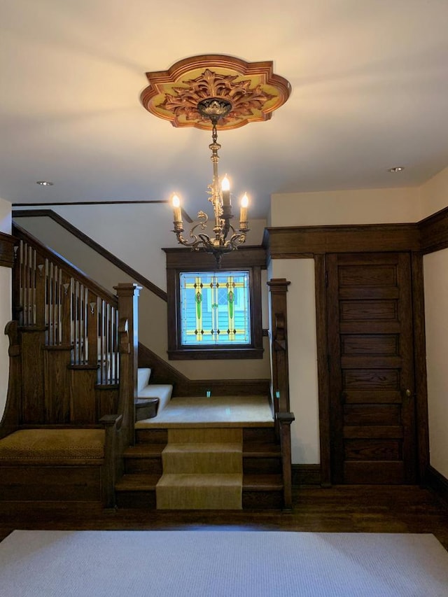 2723 N Downer Ave Unit 2725, 2725A, Milwaukee, WI 53211 - stairs with a chandelier