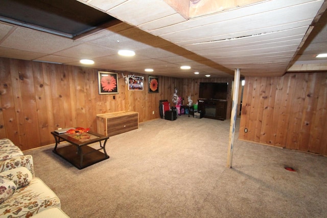3253 S 68th St, Milwaukee, WI 53219 - living area with carpet floors and wood walls