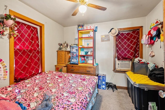 106 S Richmond Ave, Gillett, WI 54124 - carpeted bedroom featuring a ceiling fan, cooling unit, and baseboards