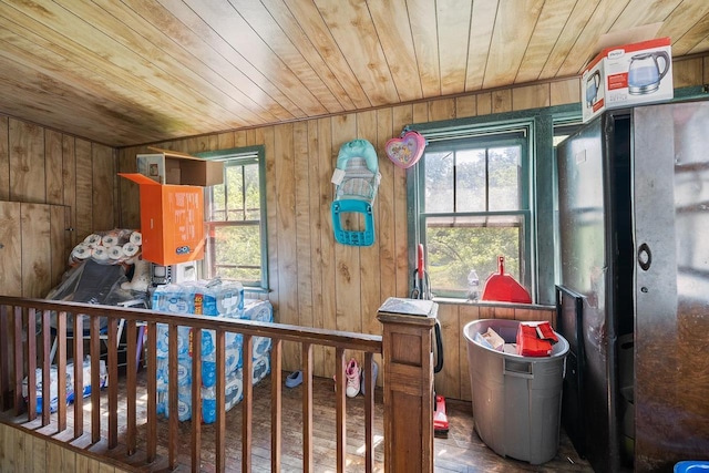 106 S Richmond Ave, Gillett, WI 54124 - bedroom with wooden ceiling, wood walls, and wood finished floors