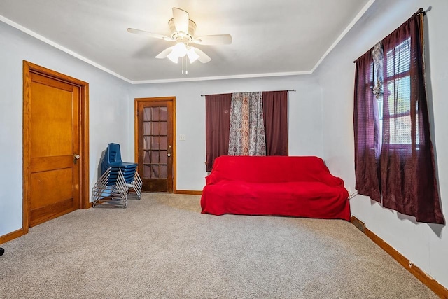 106 S Richmond Ave, Gillett, WI 54124 - sitting room featuring carpet floors, baseboards, and crown molding