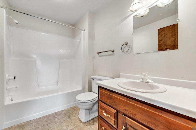 5073 Scottie Ct, New Franken, WI 54229 - bathroom featuring vanity, tub / shower combination, toilet, and tile patterned floors