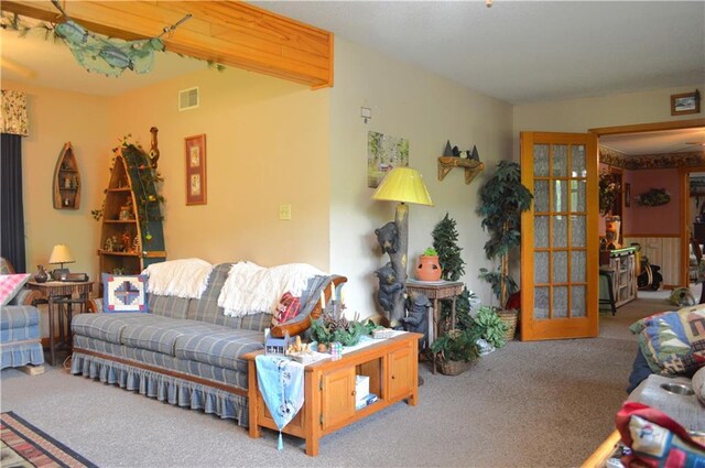 4878N Fur Farm Trl, Winter, WI 54896 - living room with carpet and french doors