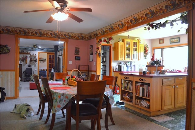 4878N Fur Farm Trl, Winter, WI 54896 - dining space with ceiling fan and carpet floors