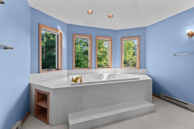146 Old Orchard Ln, Neenah, WI 54956 - bathroom featuring a baseboard heating unit, a garden tub, and baseboards