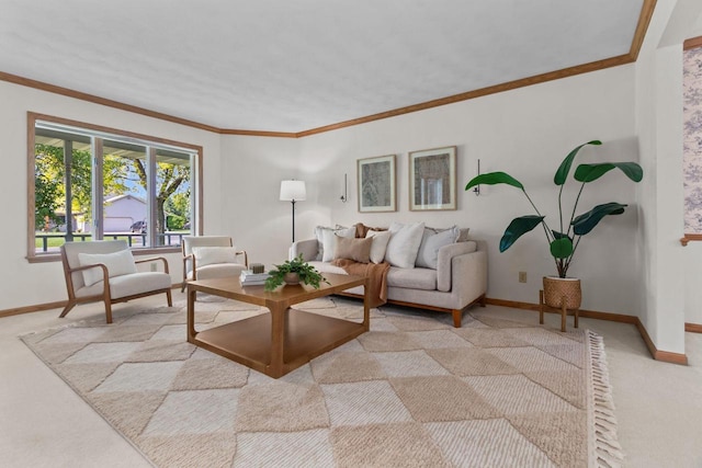 146 Old Orchard Ln, Neenah, WI 54956 - living area featuring crown molding, light colored carpet, and baseboards