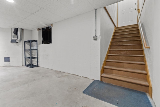 146 Old Orchard Ln, Neenah, WI 54956 - basement featuring stairs and a paneled ceiling