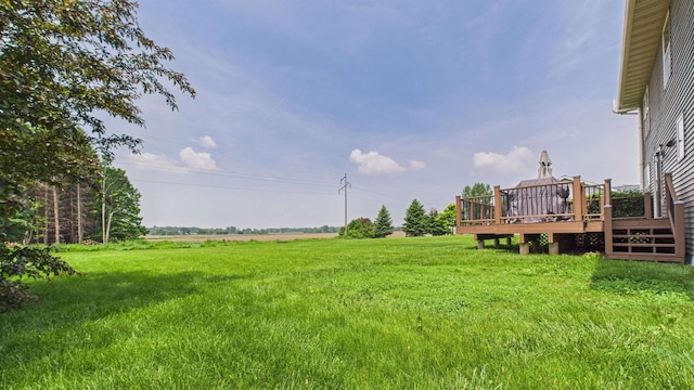 N6464 Canterbury Dr, Fond Du Lac, WI 54937 - view of green lawn featuring a wooden deck