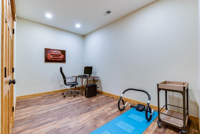 392 Campbell Hill Ct, Deforest, WI 53532 - office area featuring wood finished floors, recessed lighting, and baseboards