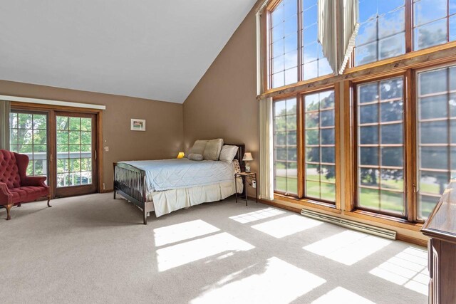 3544 Windsong Ter, Oshkosh, WI 54904 - bedroom with carpet, access to exterior, and high vaulted ceiling
