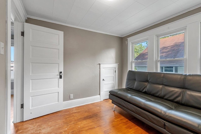 1212 N Leminwah St, Appleton, WI 54911 - living area with light wood-type flooring, ornamental molding, and baseboards