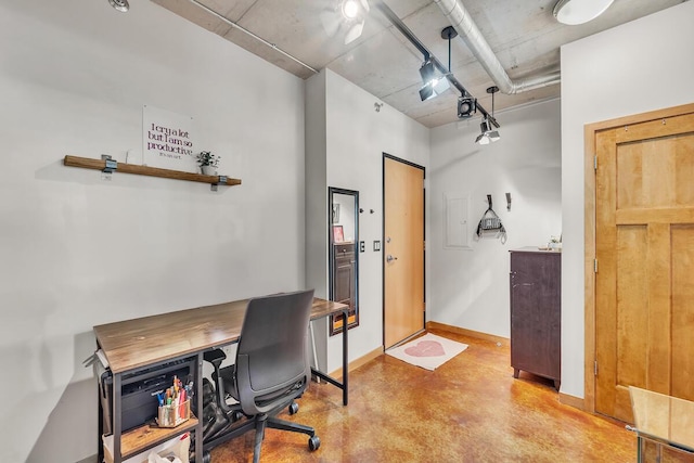 102 N Water St Unit 411, Milwaukee, WI 53202 - office area with finished concrete flooring and baseboards