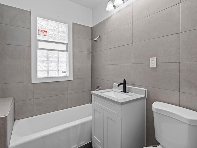 2544 N 35th St Unit 2546, Milwaukee, WI 53210 - bathroom with vanity, shower / bath combination, toilet, and tile walls