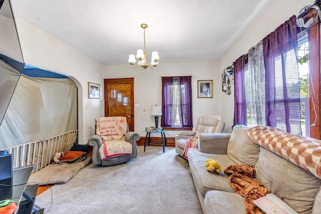 823 N Main St, Marion, WI 54950 - carpeted living room with a chandelier