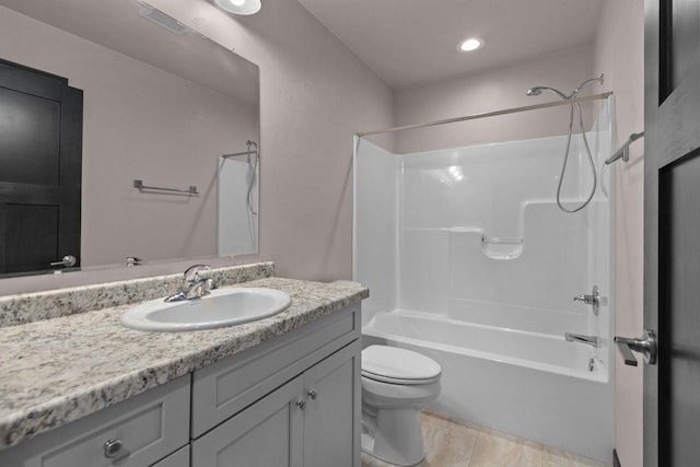 W6008 Zach St, Menasha, WI 54952 - full bathroom with vanity, toilet, bathing tub / shower combination, and recessed lighting