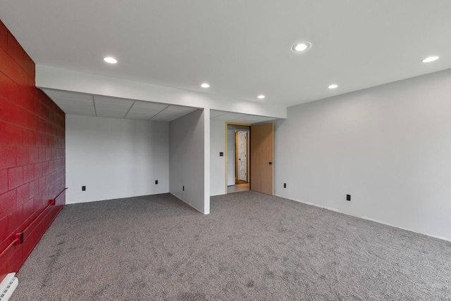 2373 State Road 33, Saukville, WI 53080 - finished below grade area featuring recessed lighting, carpet floors, and a baseboard radiator